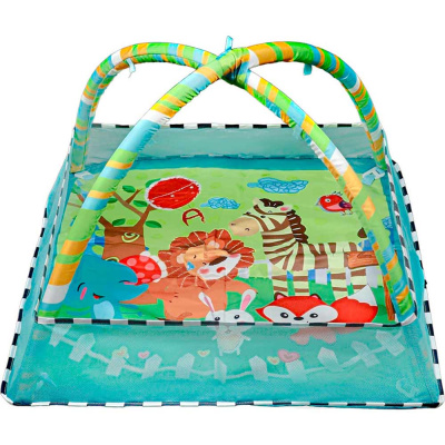 Коврик развивающий Веселые животные 5 подвесных игрушек 18 мячиков РыжийКот  КВ-4732 1